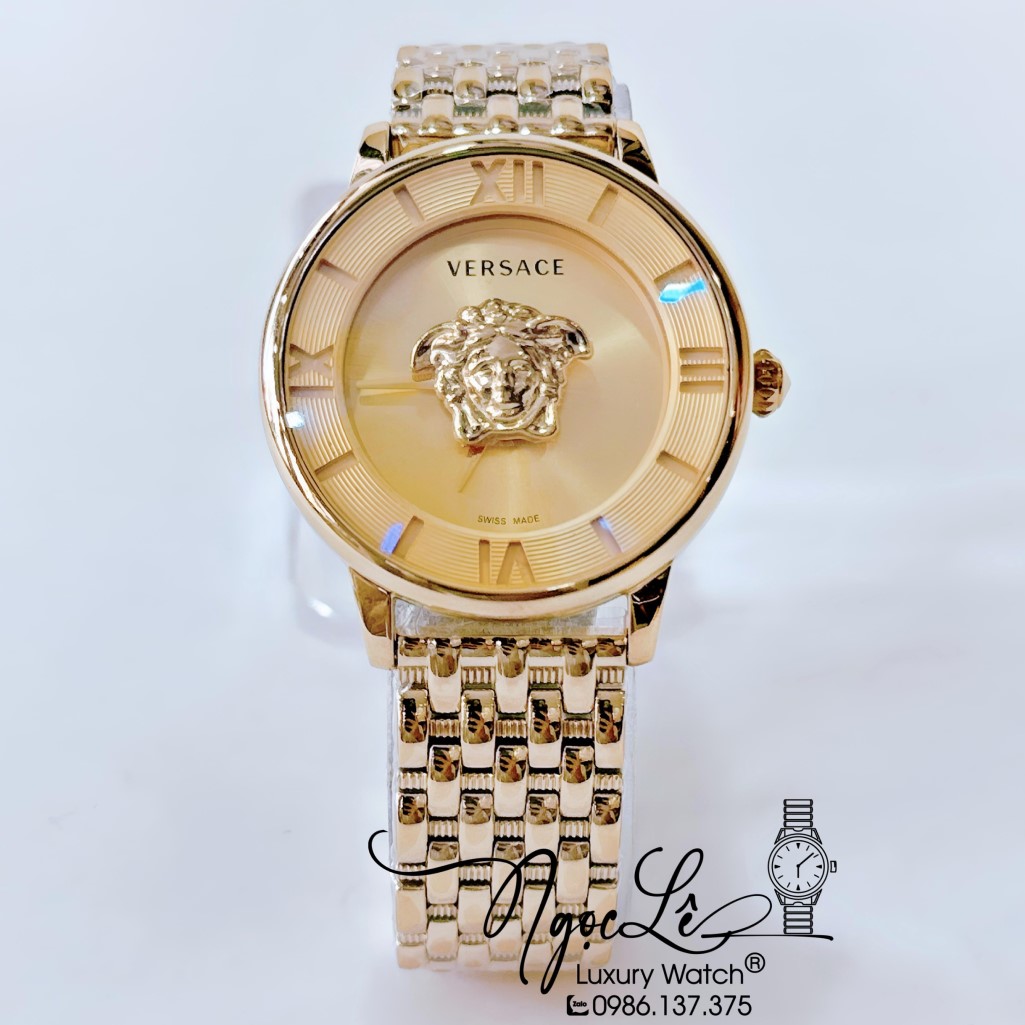 Đồng Hồ Nữ Versace La Medusa Dây Kim Loại Vàng Mặt Vàng Size 36mm