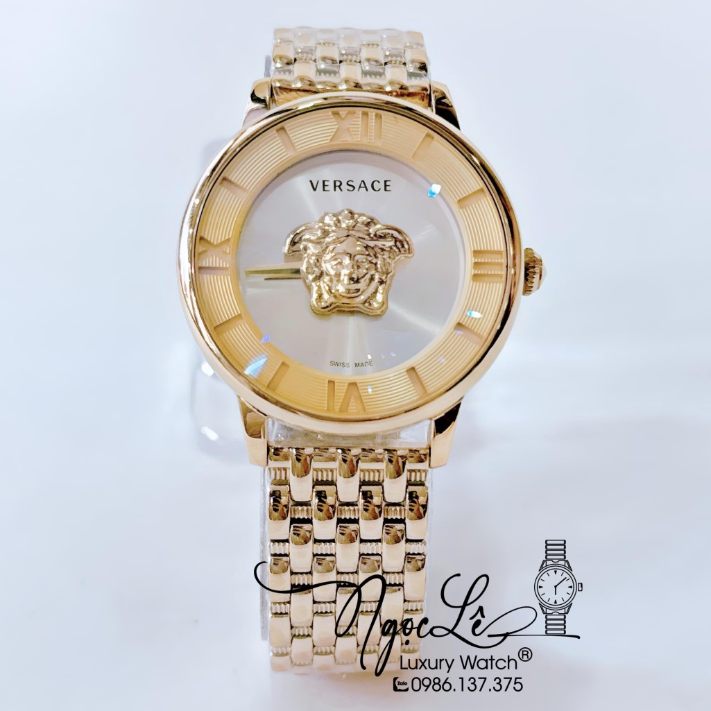 Đồng Hồ Nữ Versace La Medusa Dây Kim Loại Vàng Mặt Xám Size 36mm