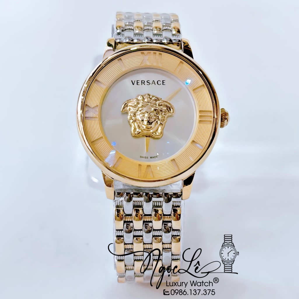 Đồng Hồ Nữ Versace La Medusa Dây Kim Loại Demi Vàng Mặt Xám 36mm