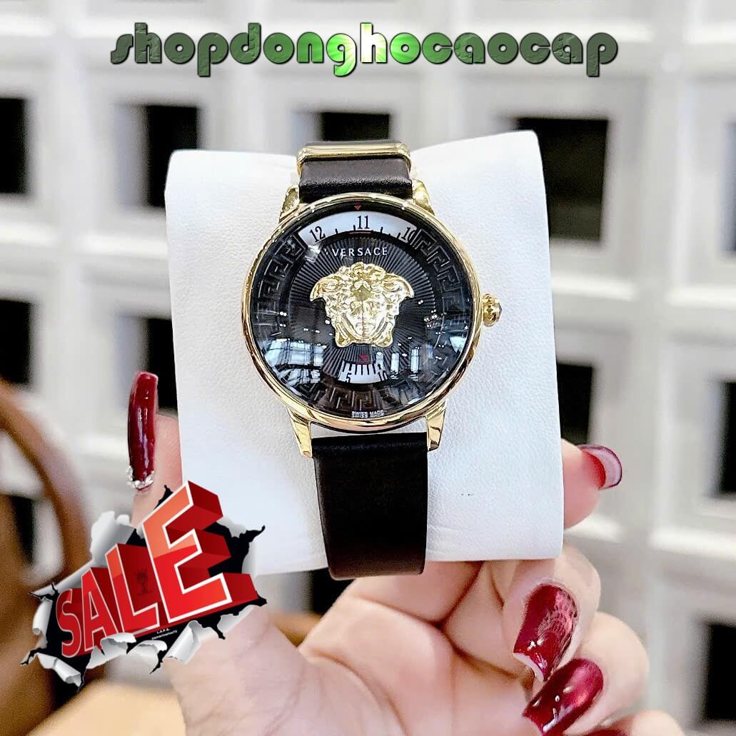Đồng Hồ Nữ Versace Medusa Icon Dây Da Đen Mặt Đen Size 38mm – Máy Pin Japan | New Season 2026