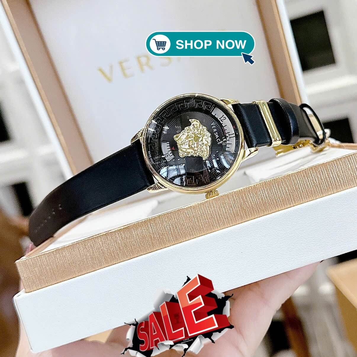 Đồng Hồ Nữ Versace Medusa Icon Dây Da Đen Mặt Đen Size 38mm – Máy Pin Japan | New Season 2026