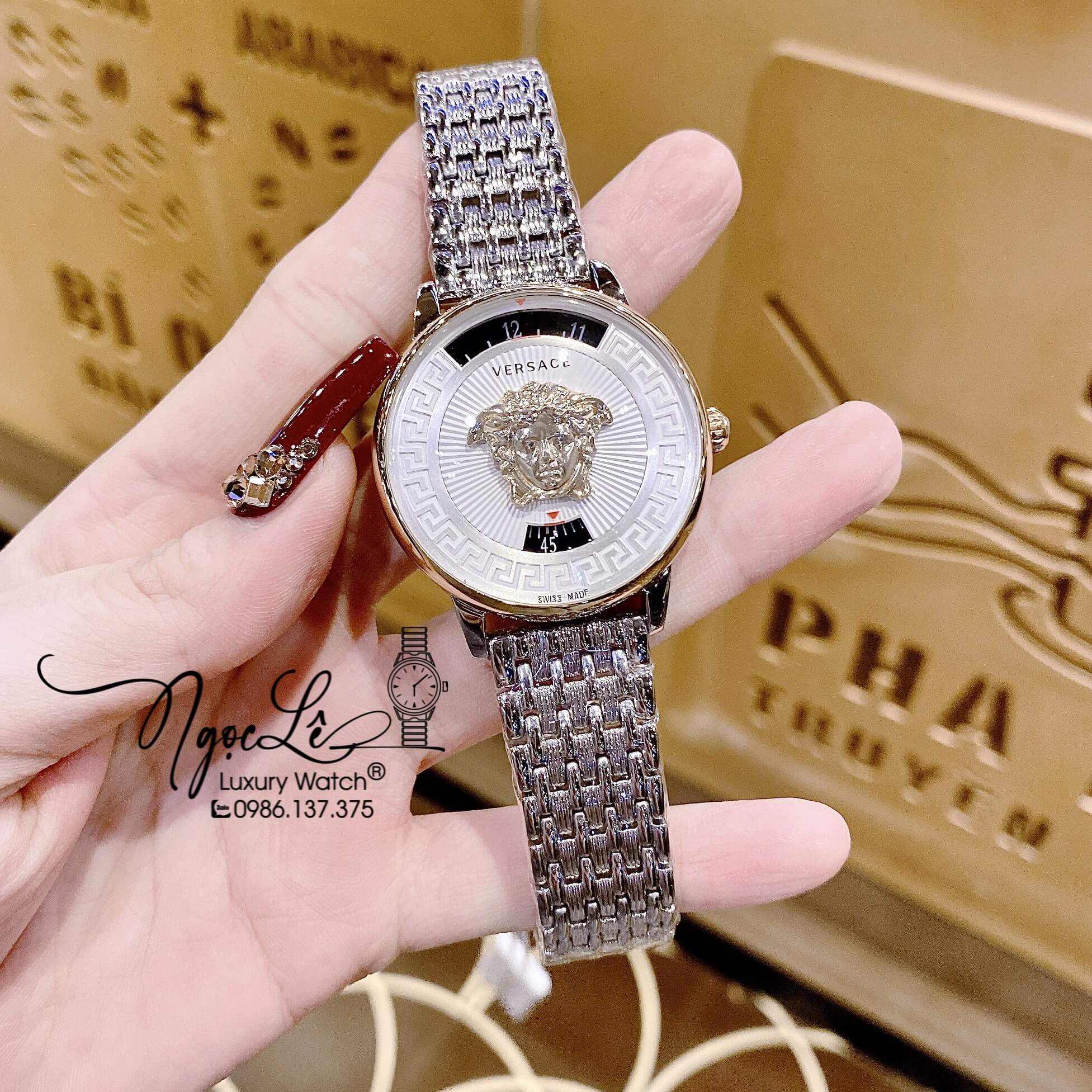 Đồng Hồ Nữ Versace Medusa Icon Dây Kim Loại Màu Bạc Size 38mm