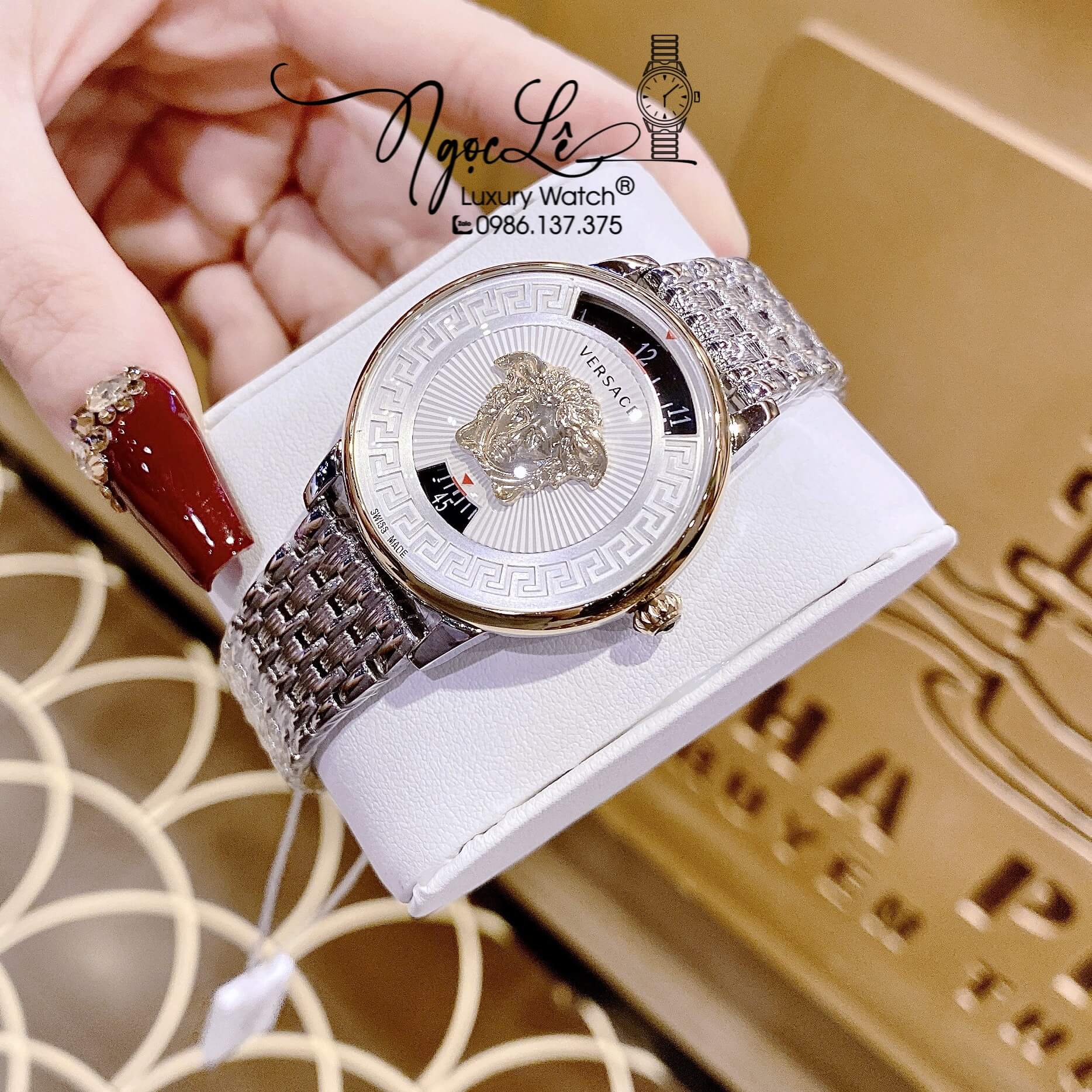 Đồng Hồ Nữ Versace Medusa Icon Dây Kim Loại Màu Bạc Size 38mm