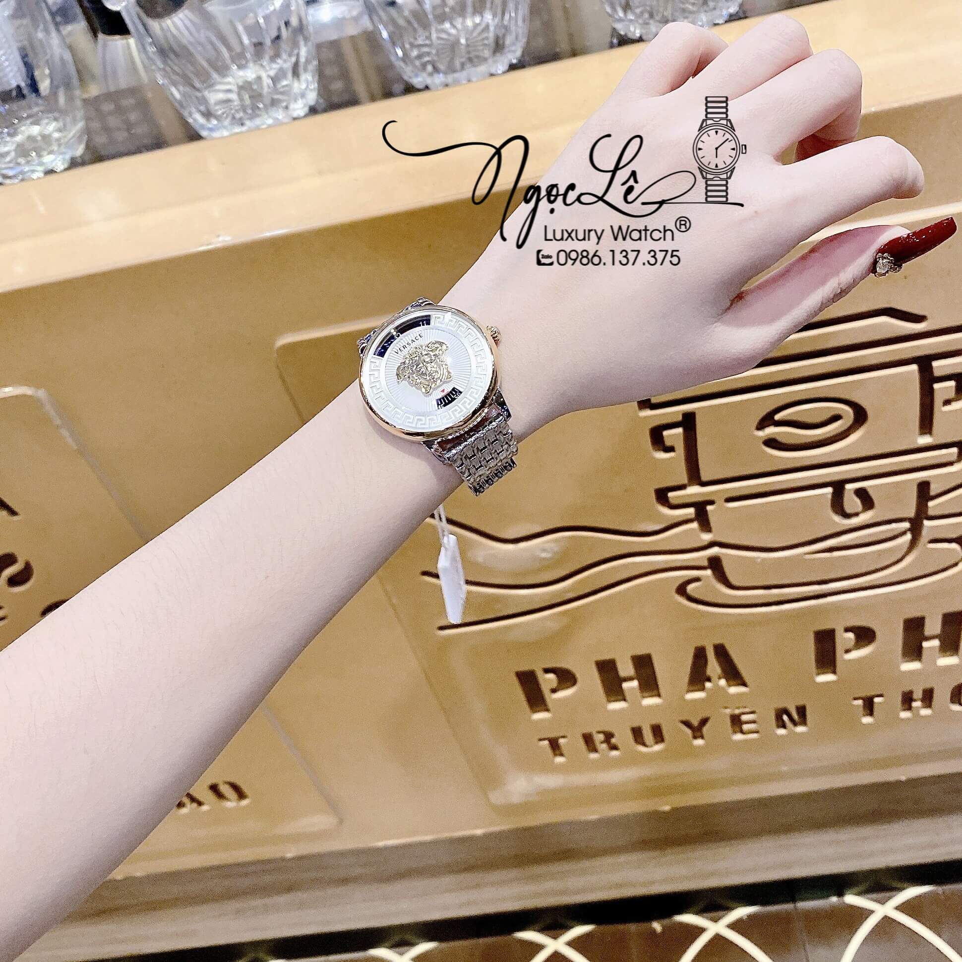 Đồng Hồ Nữ Versace Medusa Icon Dây Kim Loại Màu Bạc Size 38mm