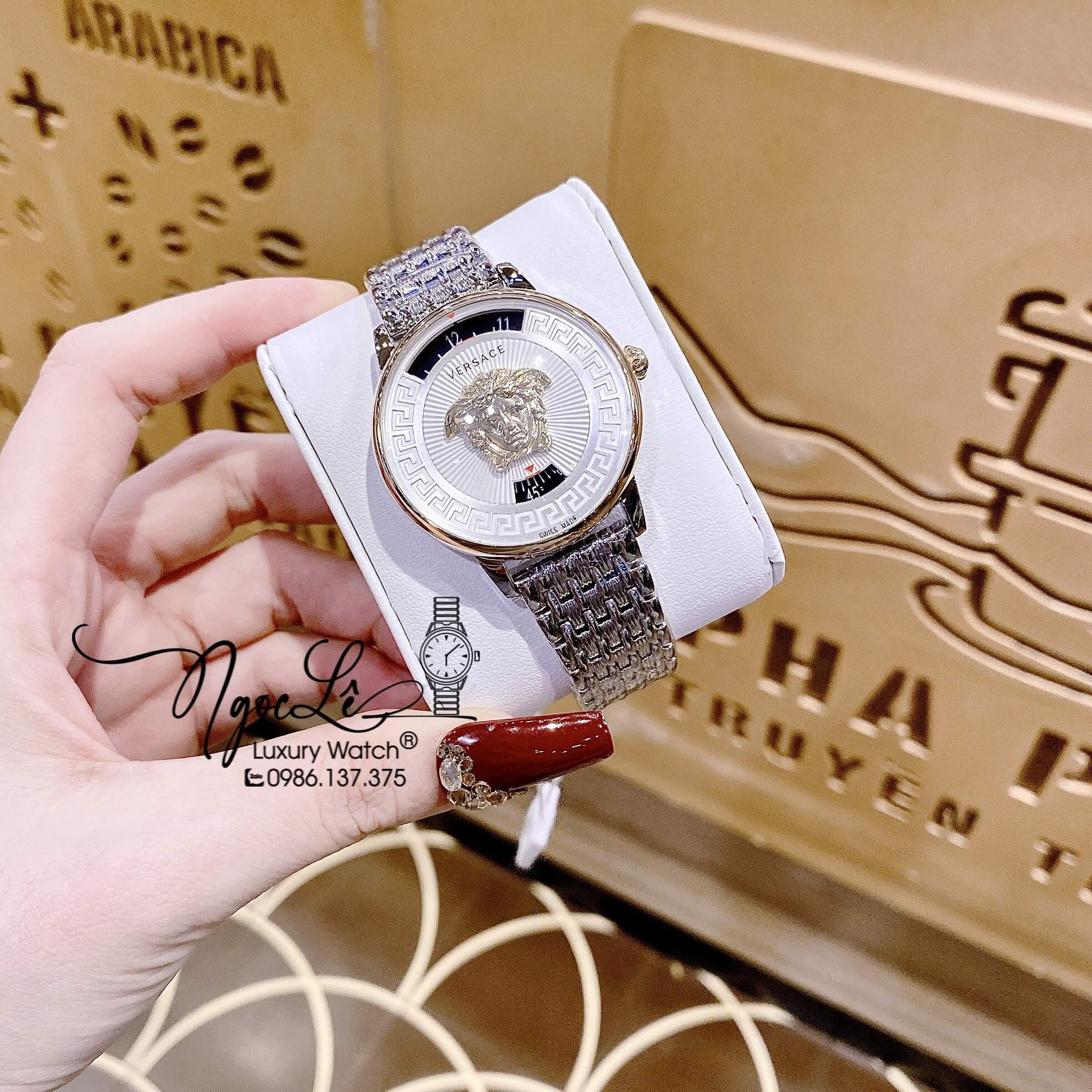 Đồng Hồ Nữ Versace Medusa Icon Dây Kim Loại Màu Bạc Size 38mm
