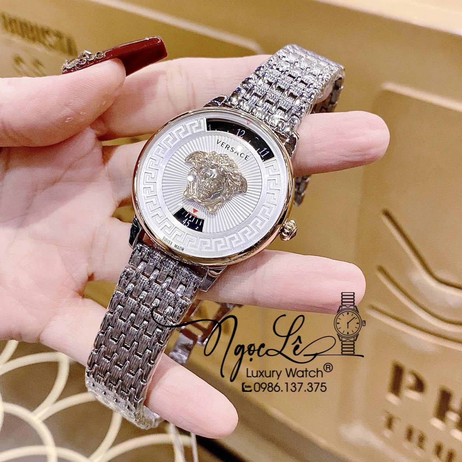 Đồng Hồ Nữ Versace Medusa Icon Dây Kim Loại Màu Bạc Size 38mm