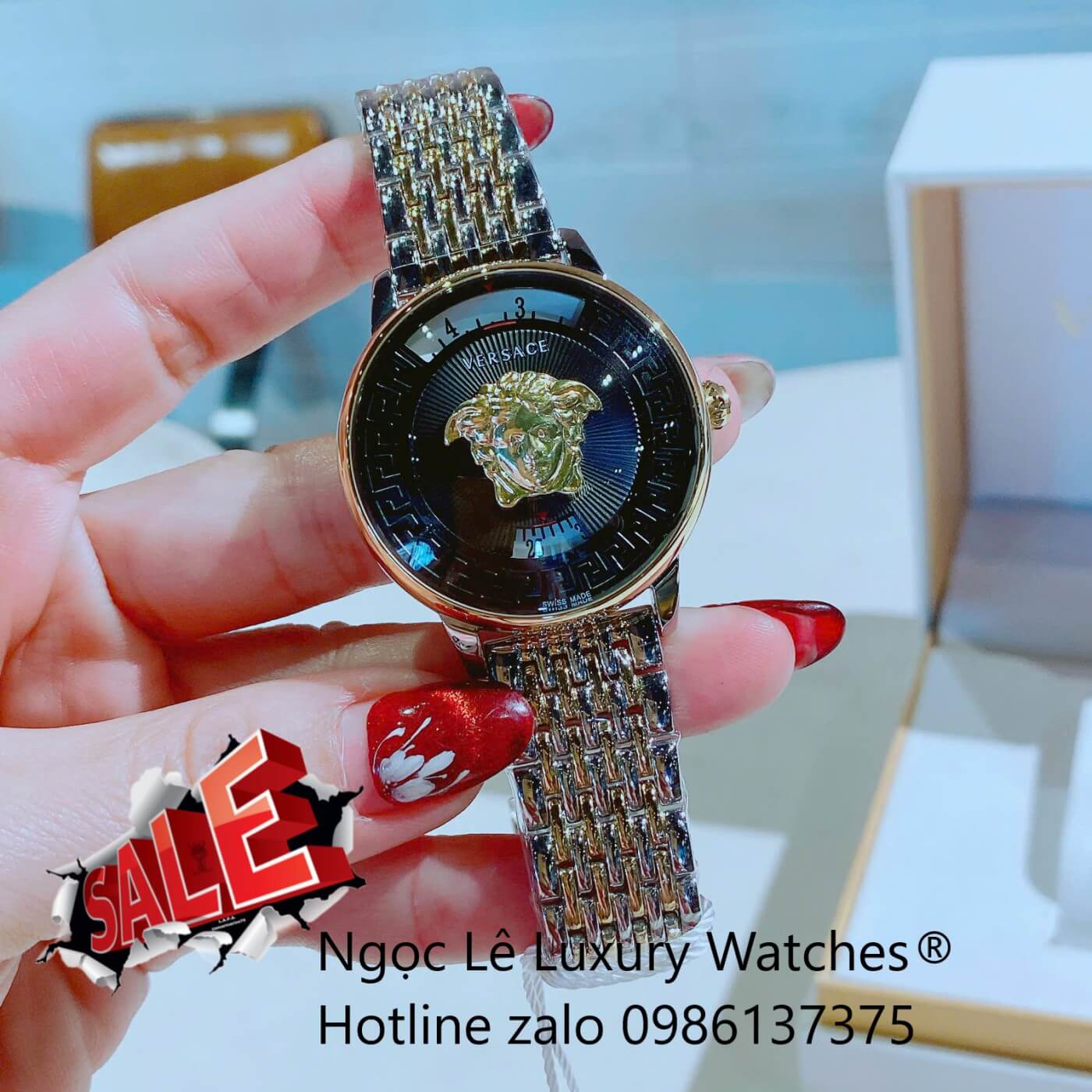 Đồng Hồ Nữ Versace Medusa Icon Dây Thép Demi Vàng Gold Size 38mm - Mặt Đen