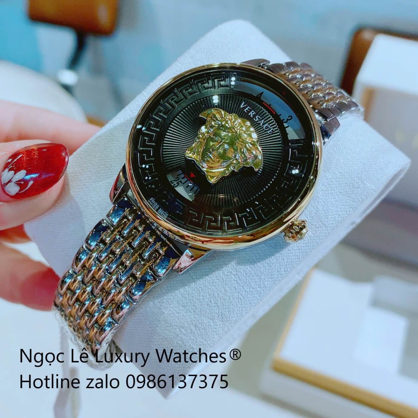 Đồng Hồ Nữ Versace Medusa Icon Dây Thép Demi Vàng Gold Size 38mm - Mặt Đen