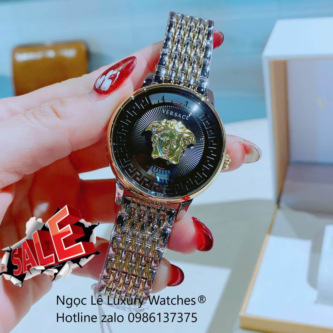 Đồng Hồ Nữ Versace Medusa Icon Dây Thép Demi Vàng Gold Size 38mm - Mặt Đen