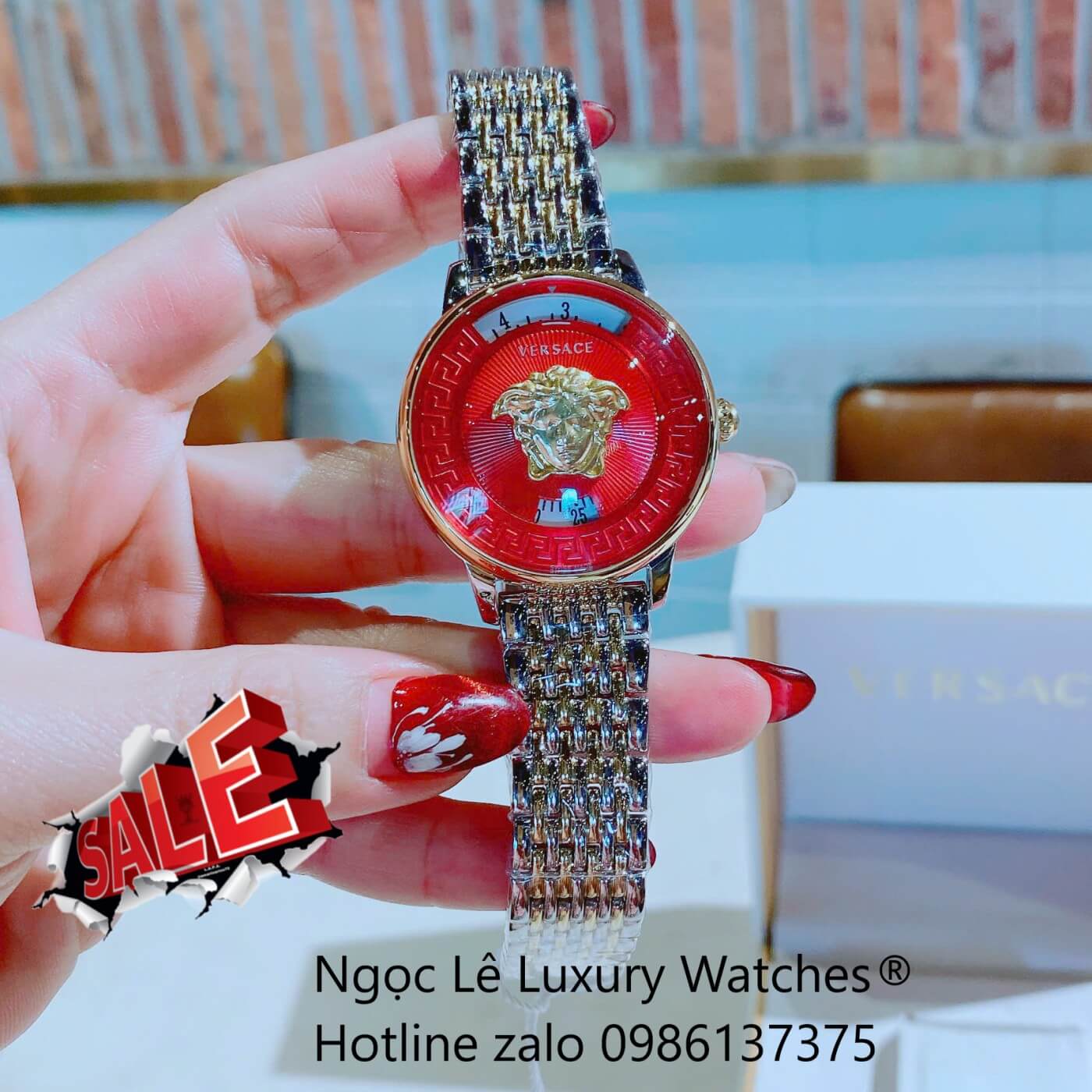 Đồng Hồ Nữ Versace Medusa Icon Dây Thép Demi Vàng Gold Size 38mm - Mặt Đỏ