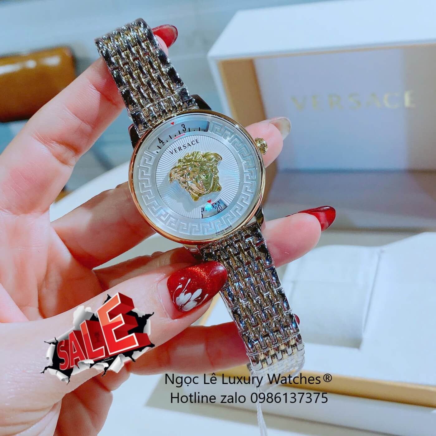 Đồng Hồ Nữ Versace Medusa Icon Dây Thép Demi Vàng Gold Size 38mm - Mặt Trắng