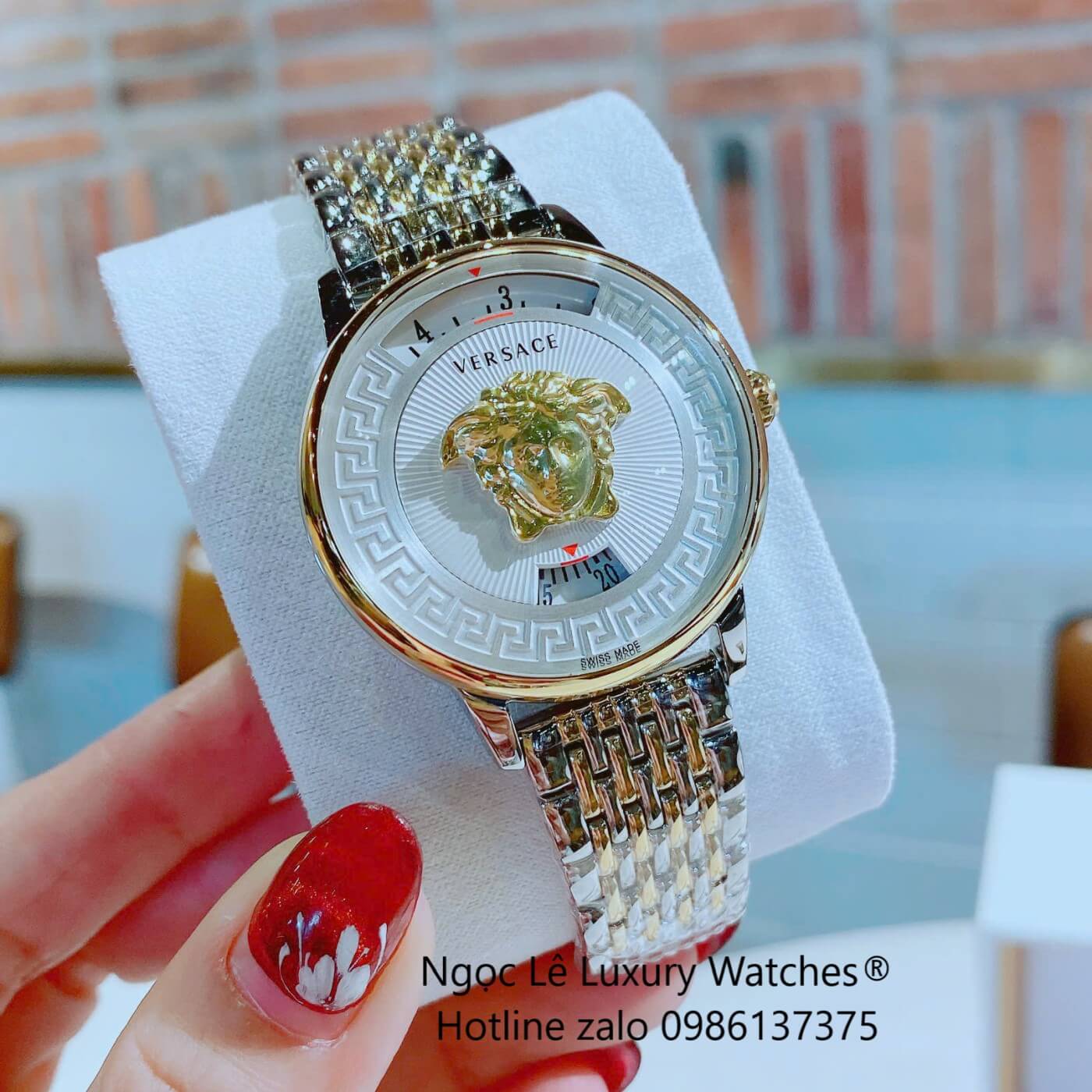 Đồng Hồ Nữ Versace Medusa Icon Dây Thép Demi Vàng Gold Size 38mm - Mặt Trắng