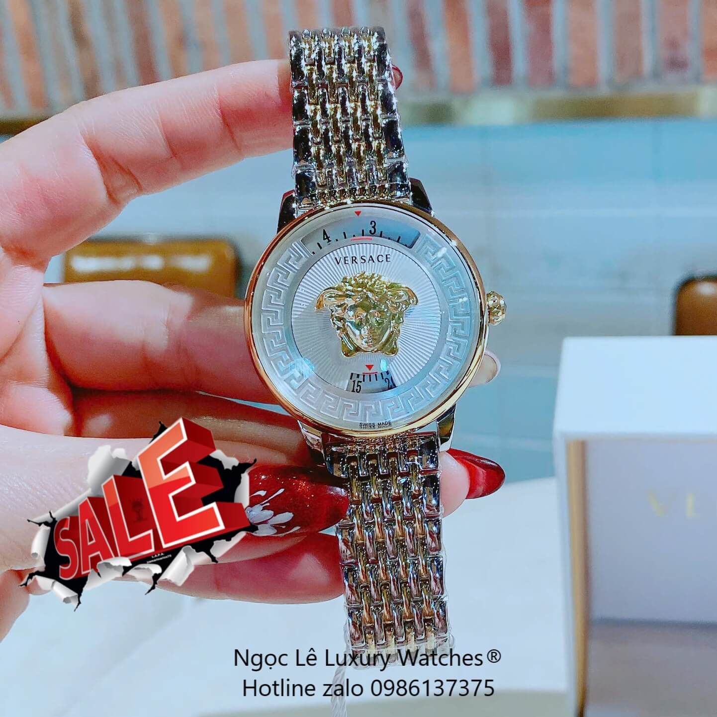 Đồng Hồ Nữ Versace Medusa Icon Dây Thép Demi Vàng Gold Size 38mm - Mặt Trắng