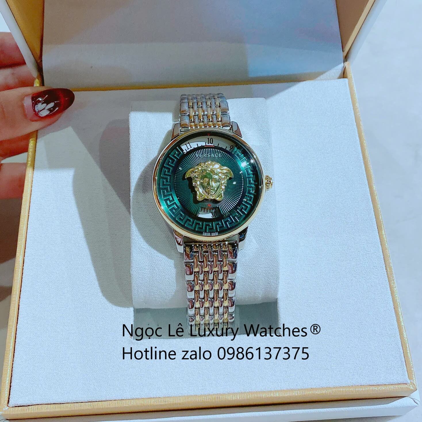 Đồng Hồ Nữ Versace Medusa Icon Dây Thép Demi Vàng Gold Size 38mm - Mặt Xanh Đậm