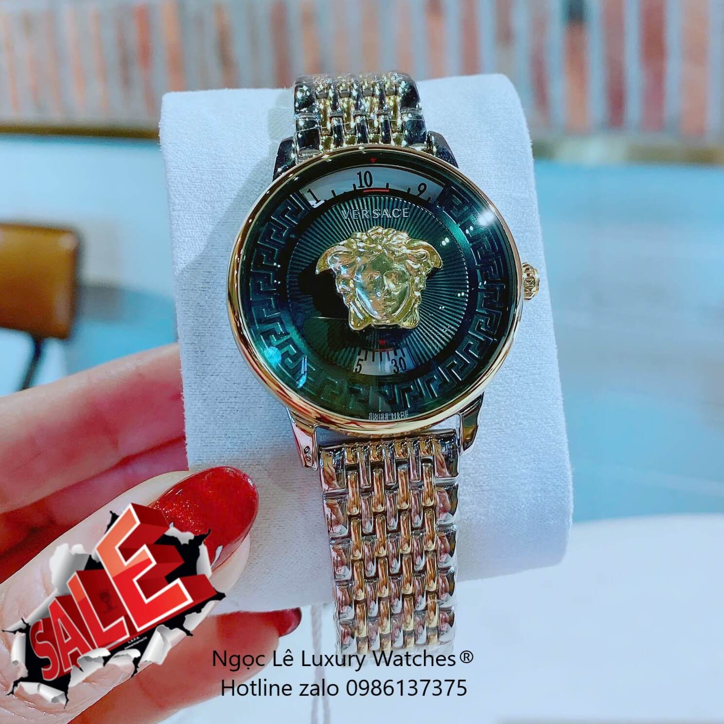 Đồng Hồ Nữ Versace Medusa Icon Dây Thép Demi Vàng Gold Size 38mm - Mặt Xanh Đậm