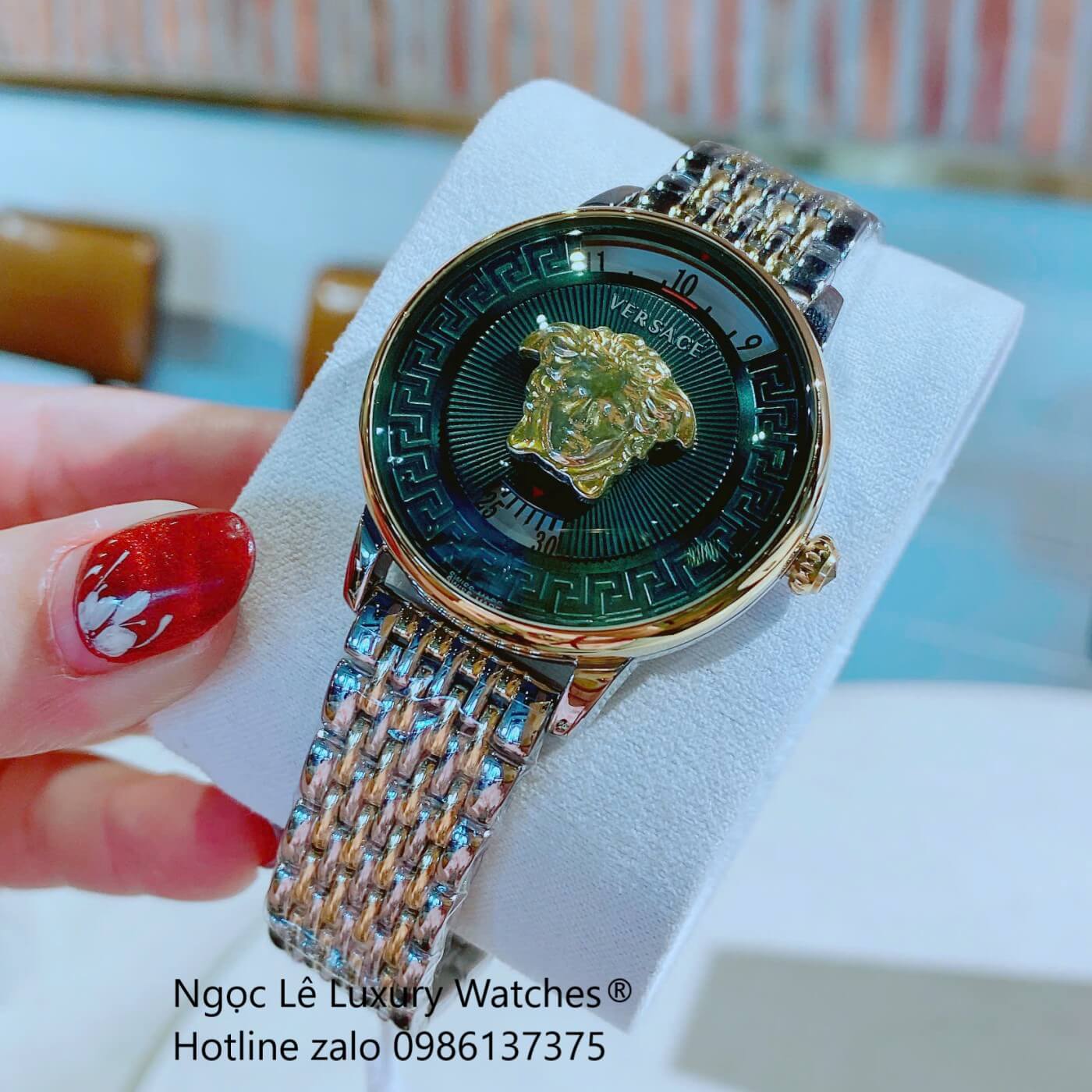 Đồng Hồ Nữ Versace Medusa Icon Dây Thép Demi Vàng Gold Size 38mm - Mặt Xanh Đậm