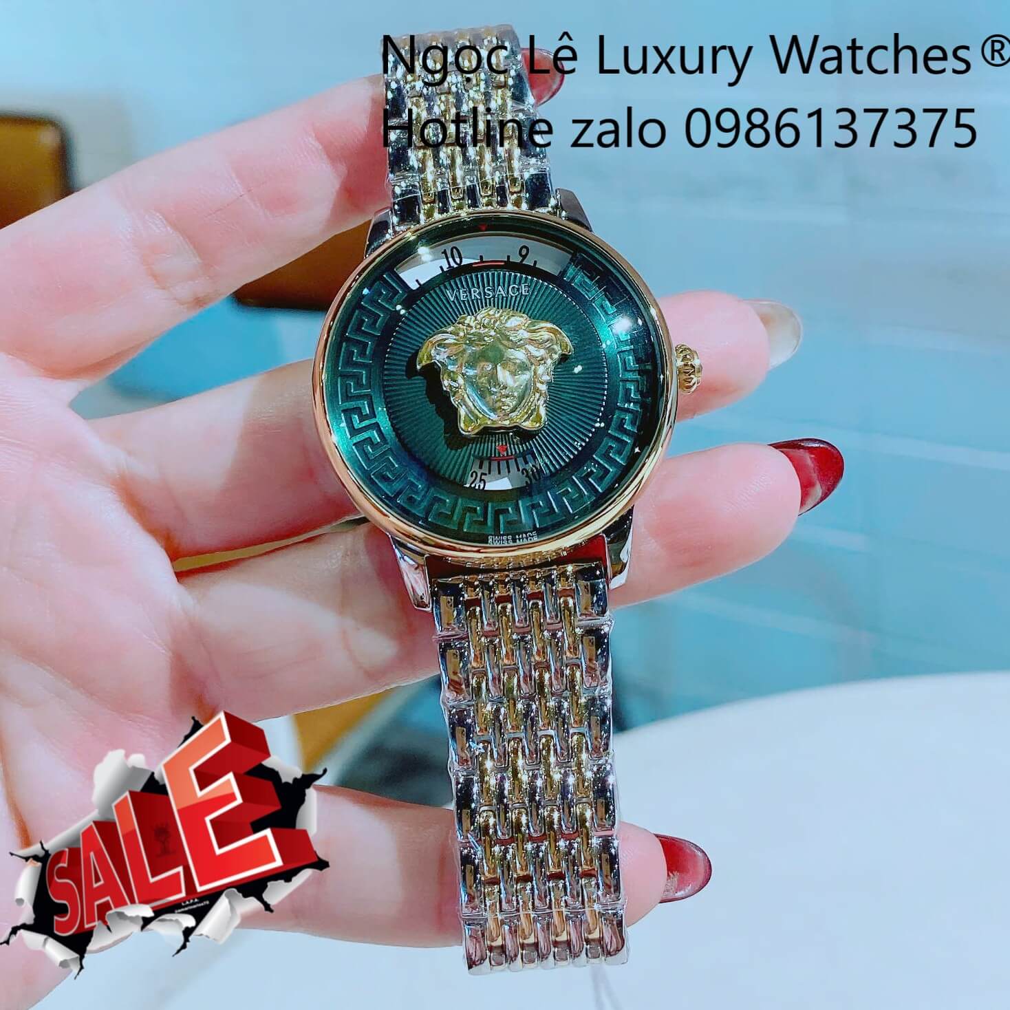 Đồng Hồ Nữ Versace Medusa Icon Dây Thép Demi Vàng Gold Size 38mm - Mặt Xanh Đậm