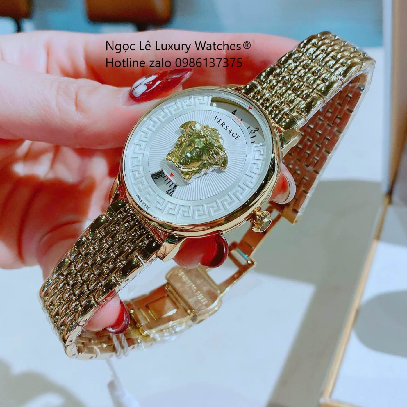 Đồng Hồ Nữ Versace Medusa Icon Dây Thép Màu Vàng Gold Size 38mm - Vàng Mặt Trắng