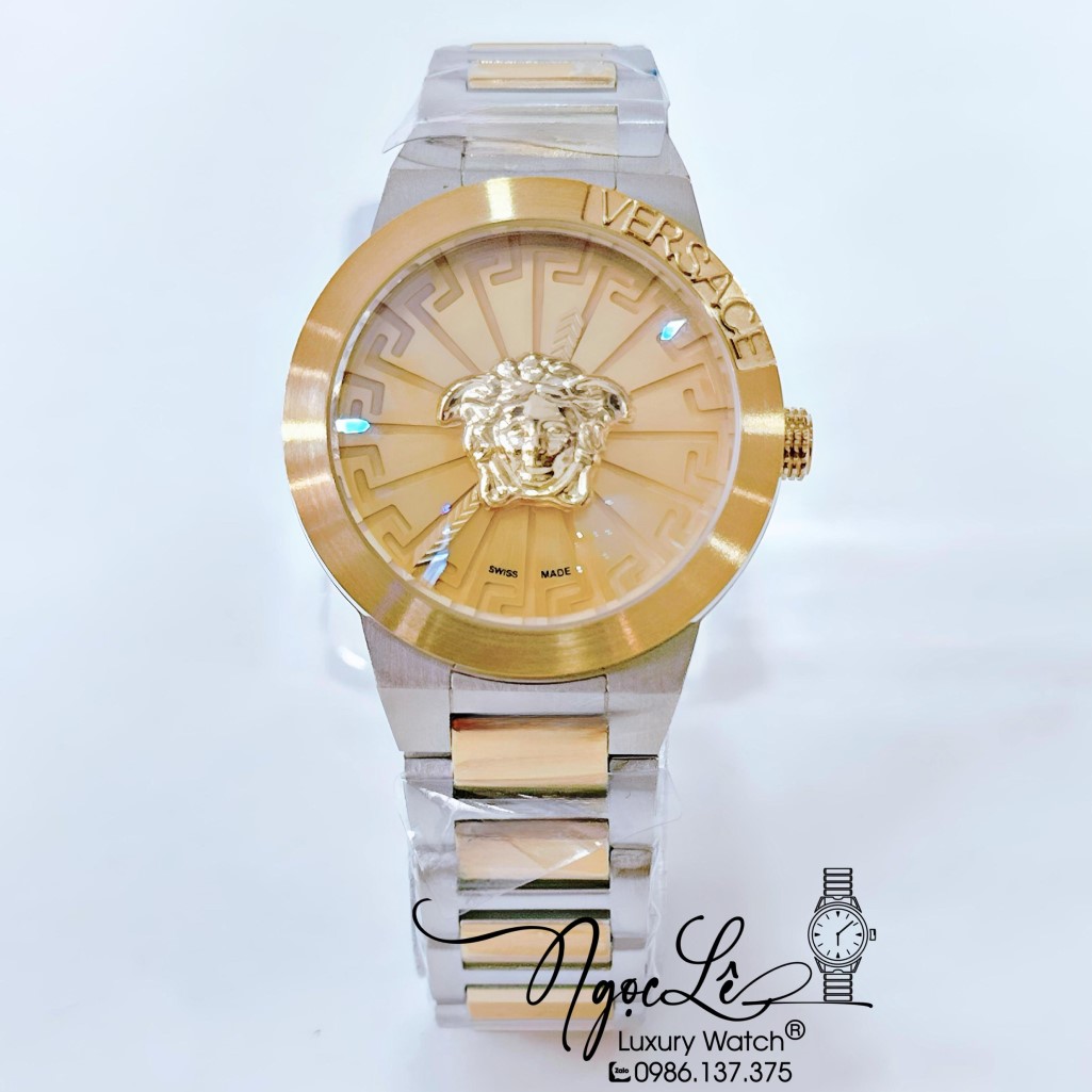 Đồng Hồ Nữ Versace Medusa Infinite Leather Dây Kim Loại Demi Vàng Mặt Vàng 36mm