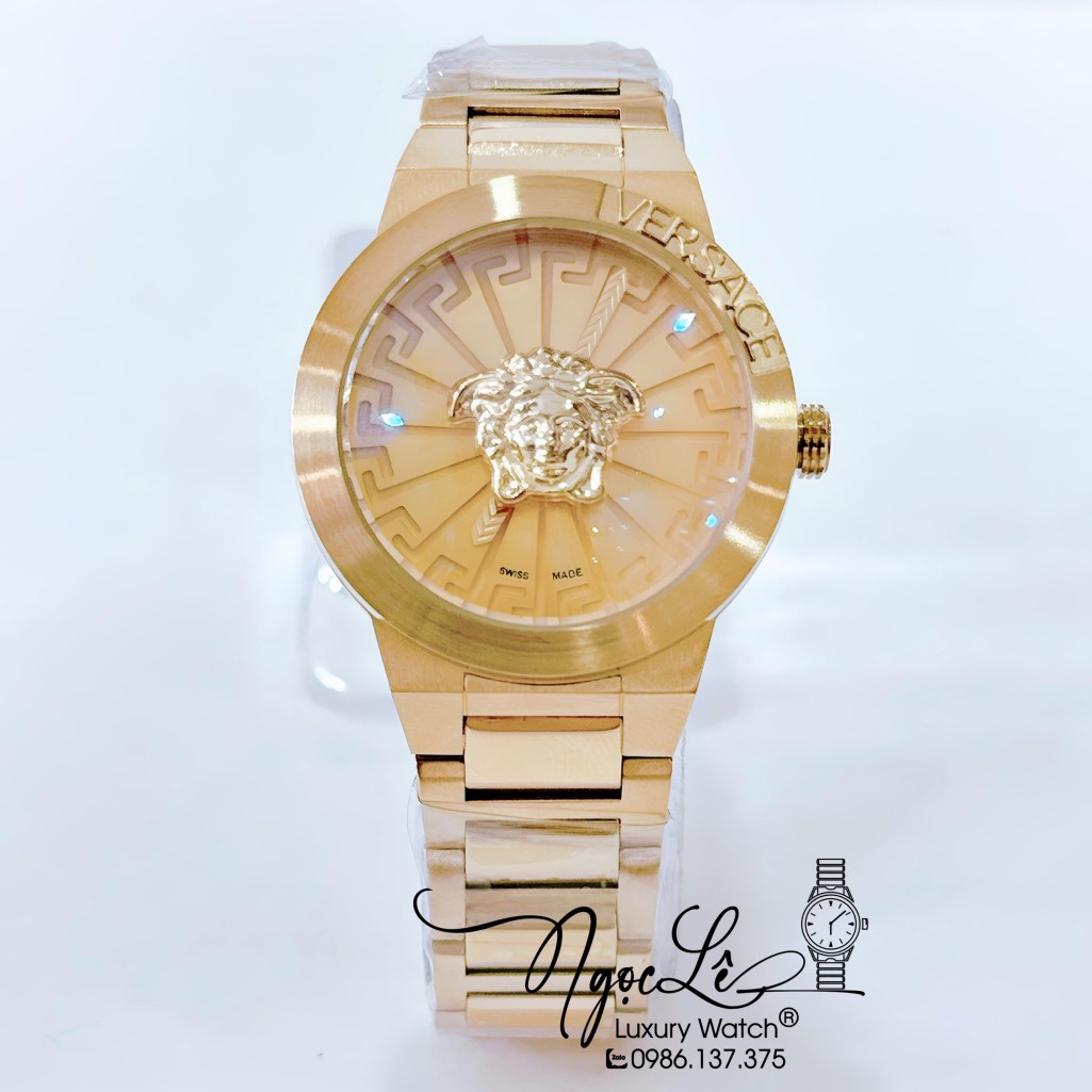 Đồng Hồ Nữ Versace Medusa Infinite Leather Dây Kim Loại Vàng Mặt Vàng 36mm