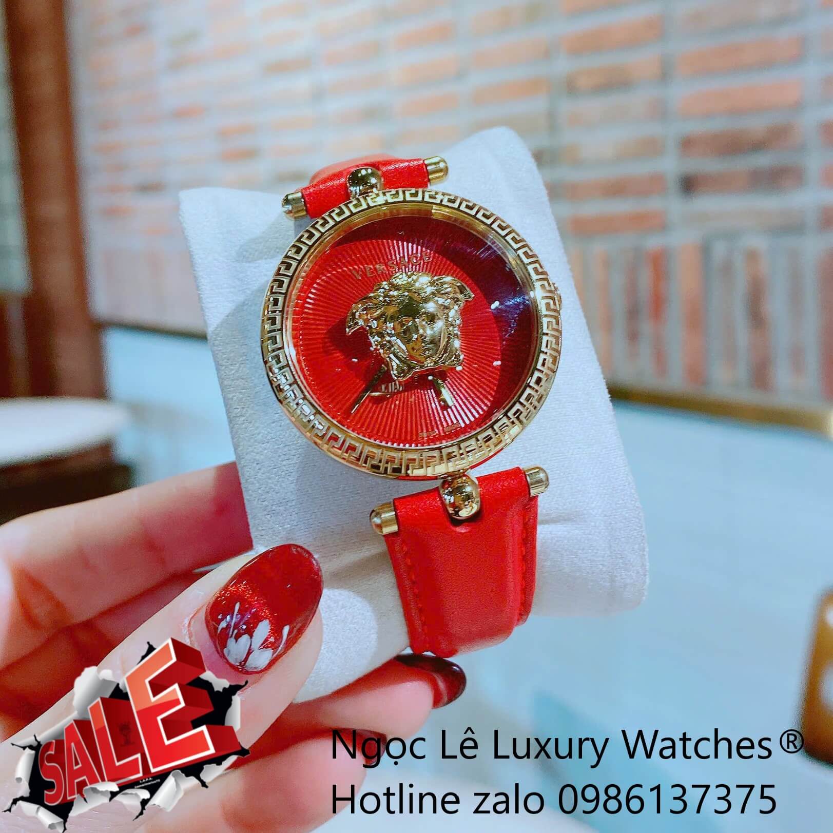 Đồng Hồ Nữ Versace Palazzo Empire Dây Da Đỏ Vỏ Vàng Size 36mm - Quartz