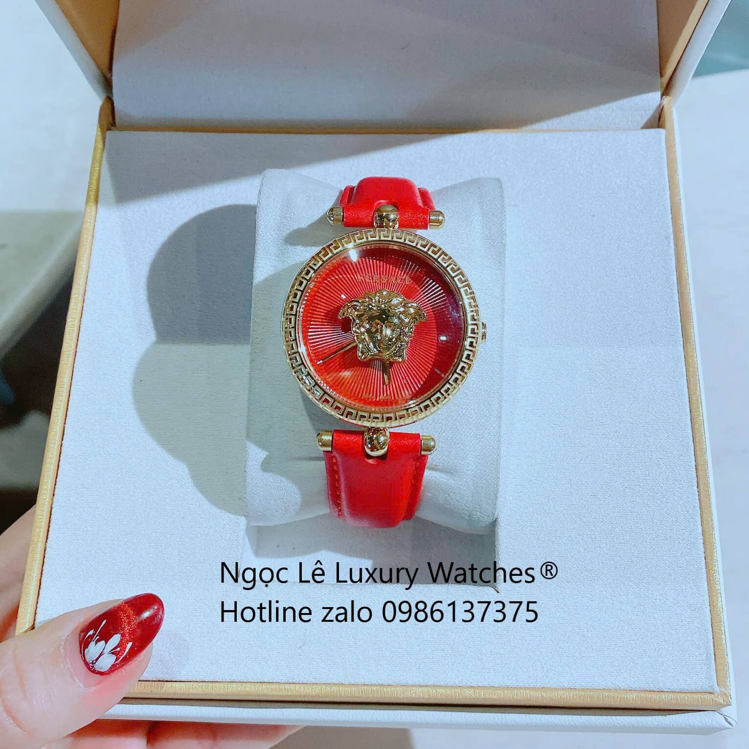 Đồng Hồ Nữ Versace Palazzo Empire Dây Da Đỏ Vỏ Vàng Size 36mm - Quartz
