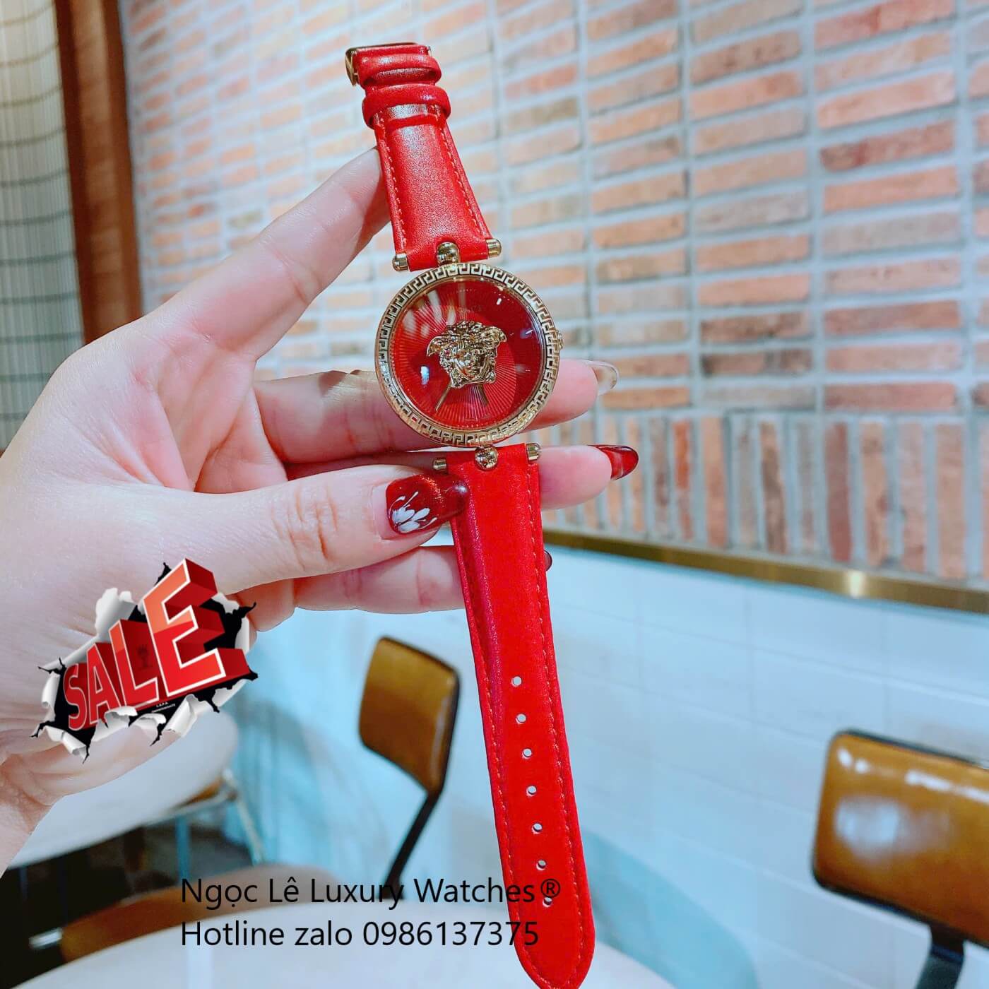 Đồng Hồ Nữ Versace Palazzo Empire Dây Da Đỏ Vỏ Vàng Size 36mm - Quartz