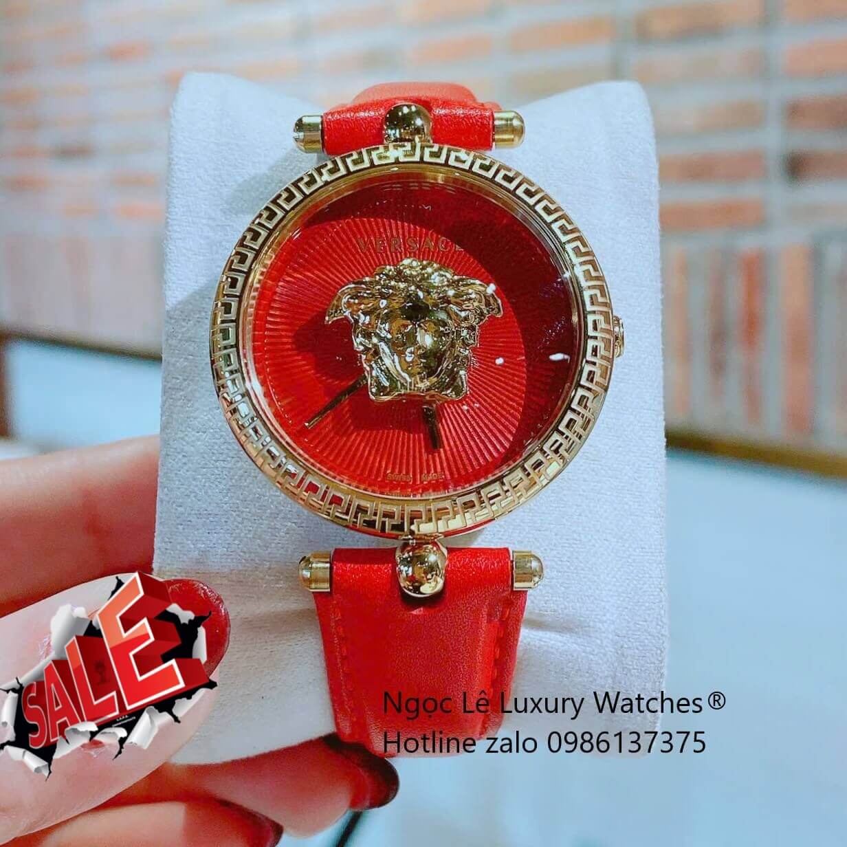 Đồng Hồ Nữ Versace Palazzo Empire Dây Da Đỏ Vỏ Vàng Size 36mm - Quartz