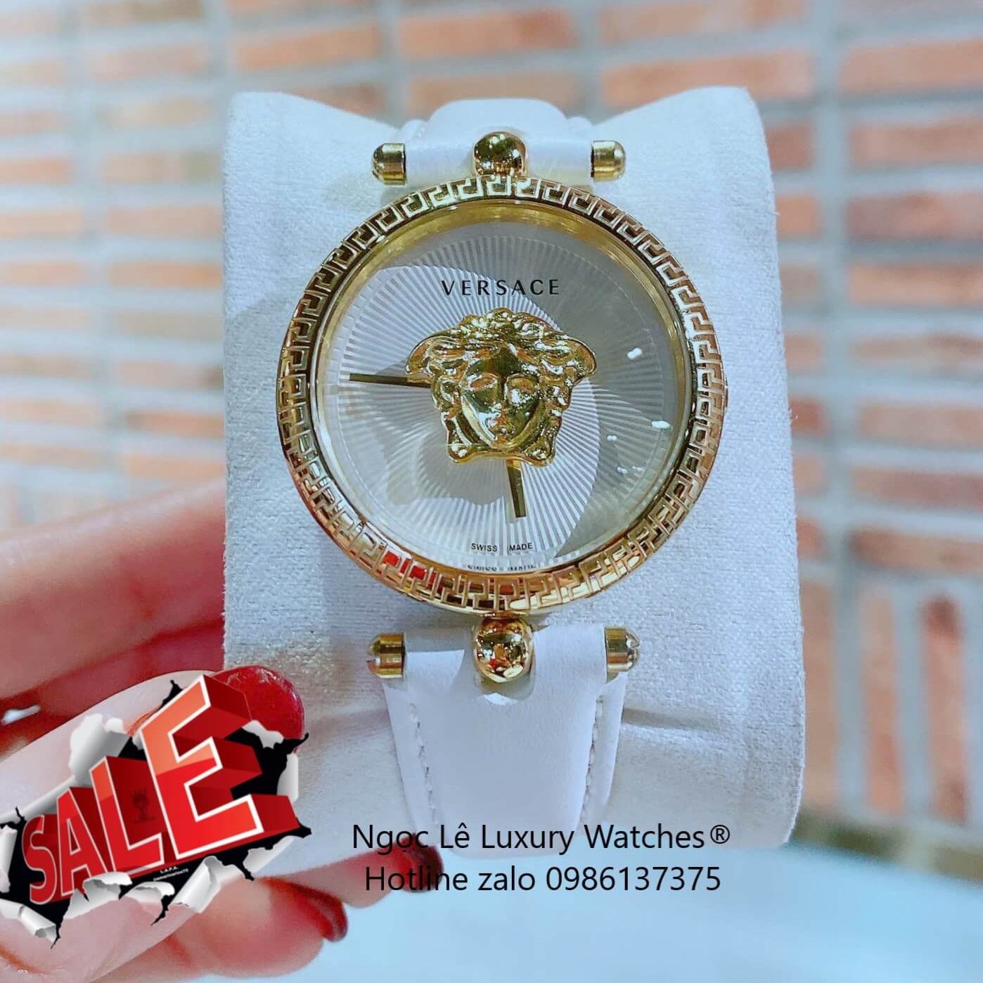 Đồng Hồ Nữ Versace Palazzo Empire Dây Da Trắng Vỏ Vàng Size 36mm - Quartz