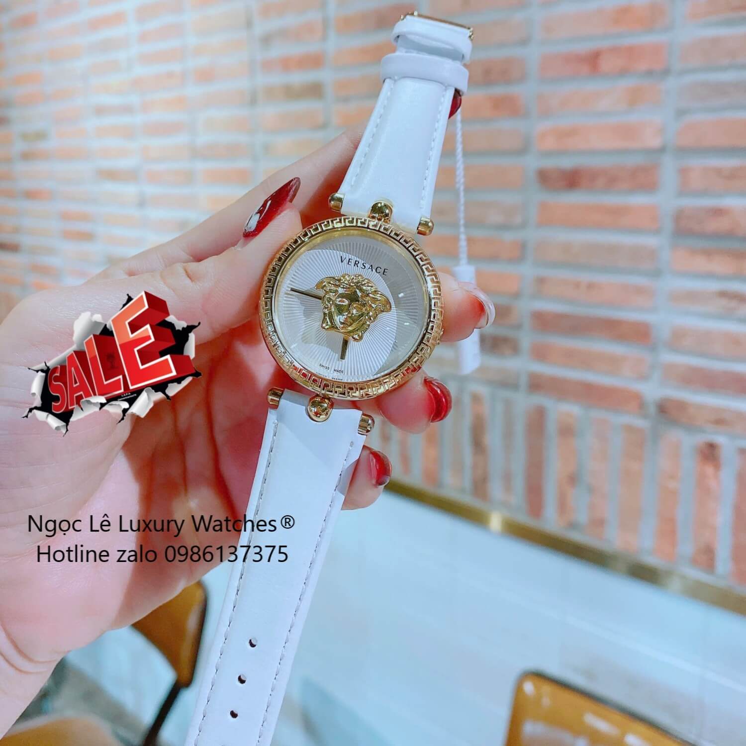 Đồng Hồ Nữ Versace Palazzo Empire Dây Da Trắng Vỏ Vàng Size 36mm - Quartz
