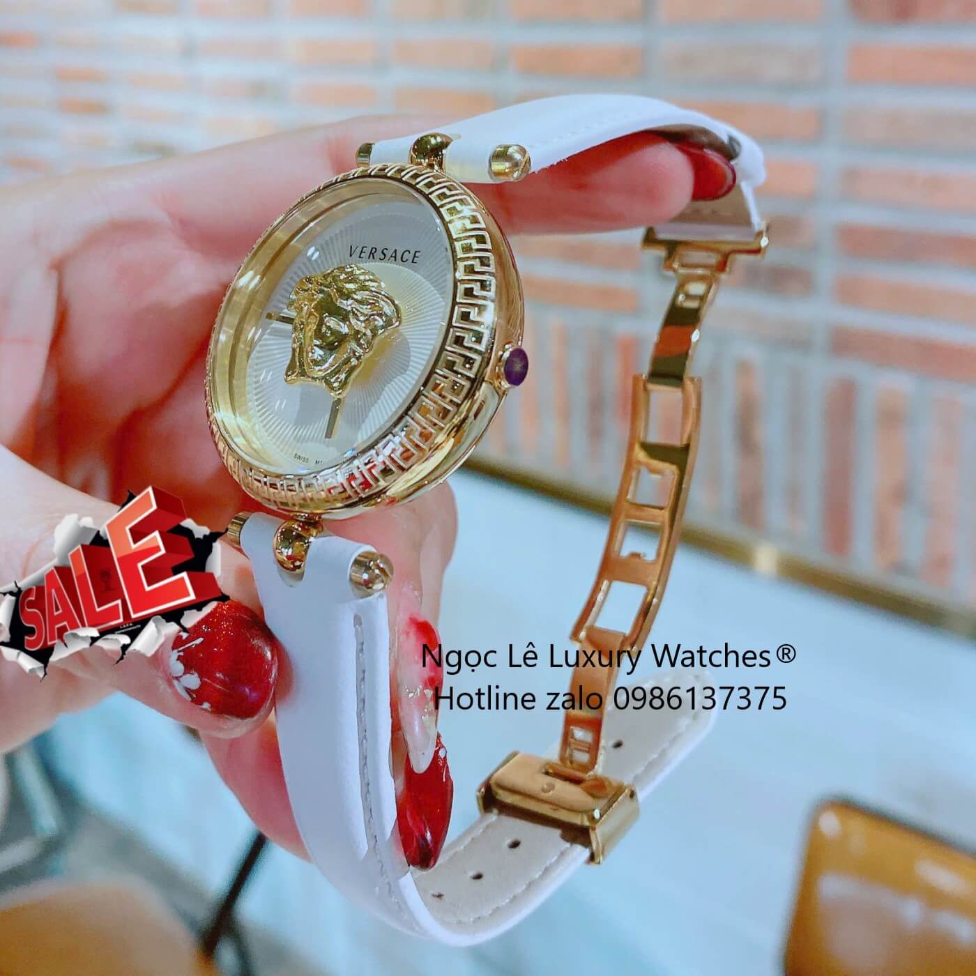 Đồng Hồ Nữ Versace Palazzo Empire Dây Da Trắng Vỏ Vàng Size 36mm - Quartz