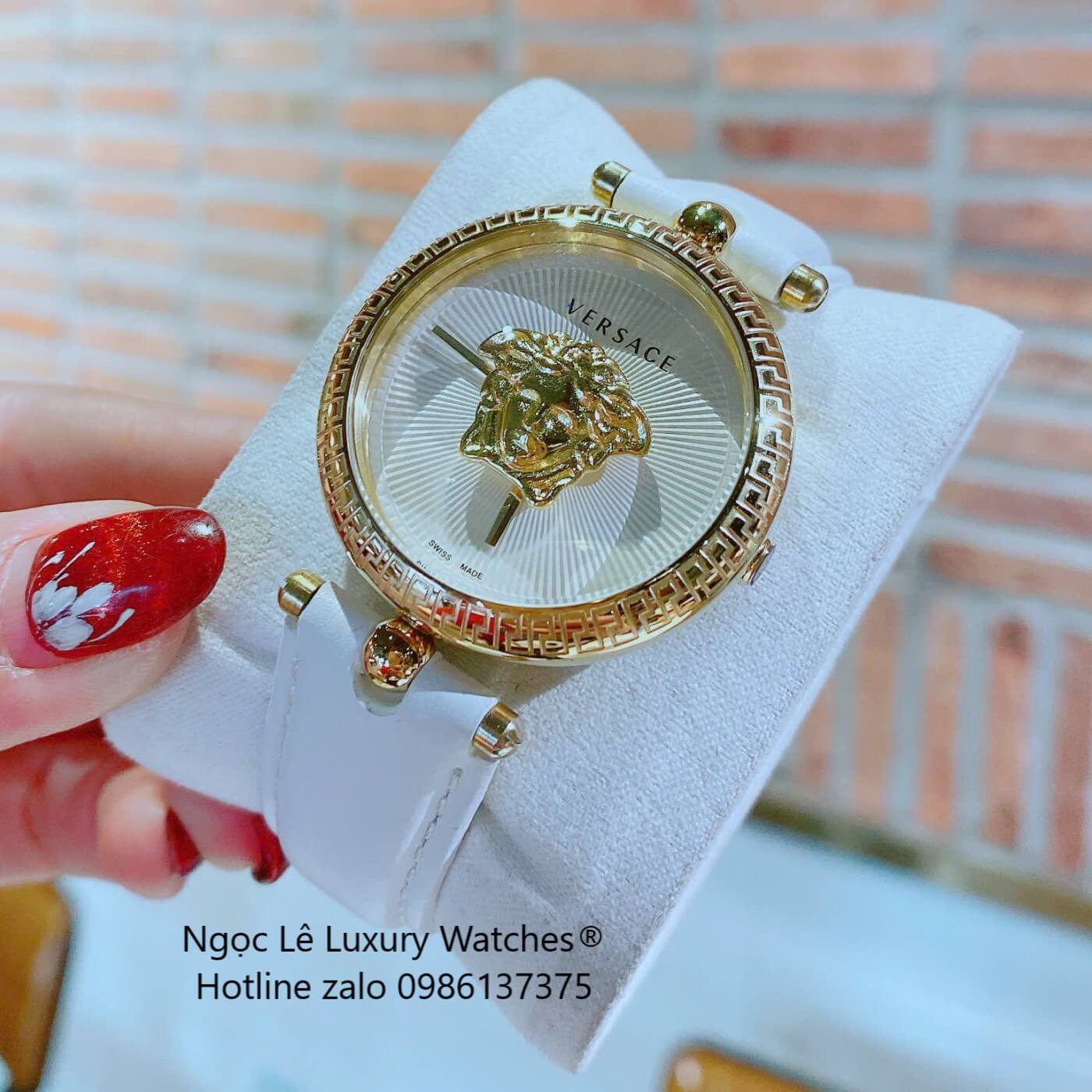 Đồng Hồ Nữ Versace Palazzo Empire Dây Da Trắng Vỏ Vàng Size 36mm - Quartz