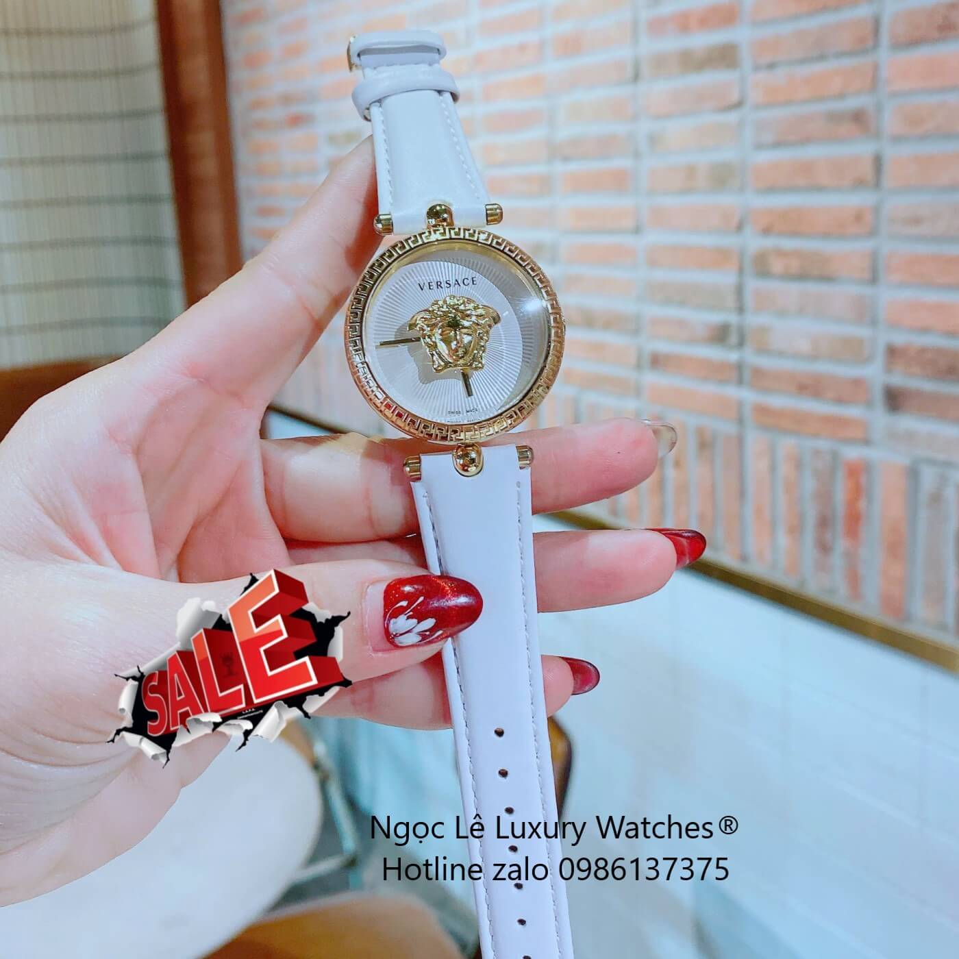 Đồng Hồ Nữ Versace Palazzo Empire Dây Da Trắng Vỏ Vàng Size 36mm - Quartz