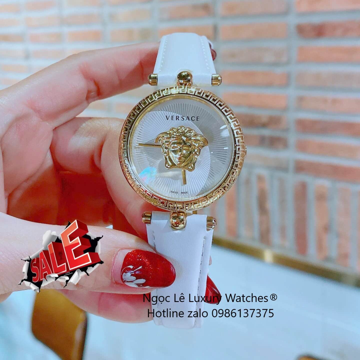 Đồng Hồ Nữ Versace Palazzo Empire Dây Da Trắng Vỏ Vàng Size 36mm - Quartz