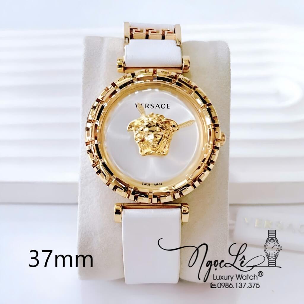 Đồng Hồ Nữ Versace Palazzo Empire Greca Dây Da Trắng Vỏ Vàng Size 37mm