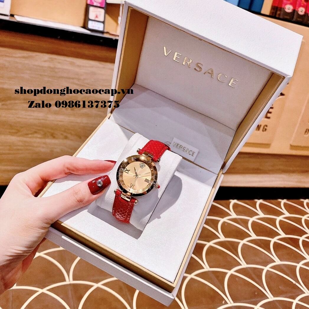 Đồng Hồ Nữ Versace Revive Dây Da Đỏ 35mm Gold