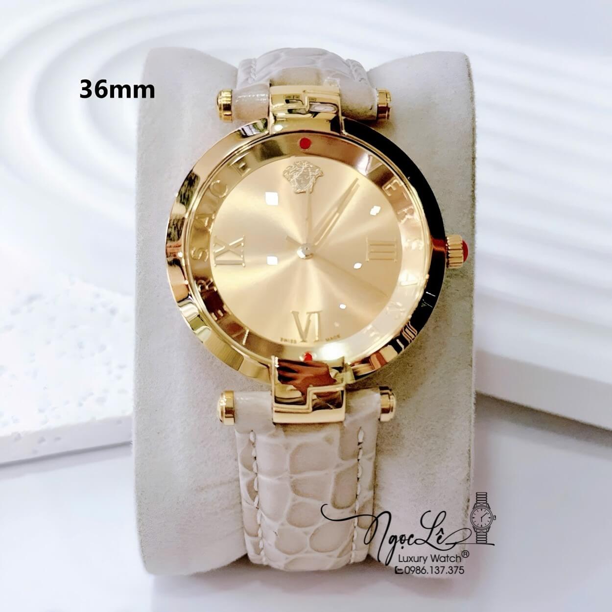Đồng Hồ Nữ Versace Revive Dây Da Nude Mặt Vàng Size 35mm Máy Thụy Sĩ