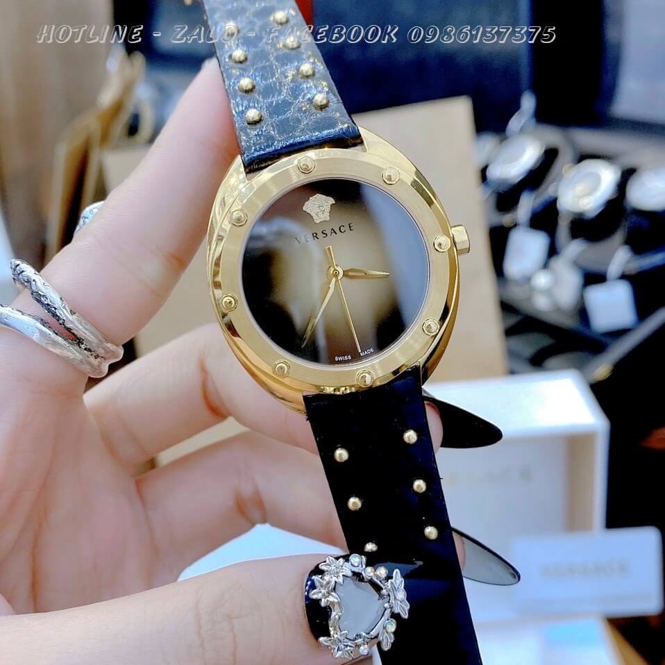 Đồng Hồ Versace Shadov Nữ Dây Da Đen 38mm