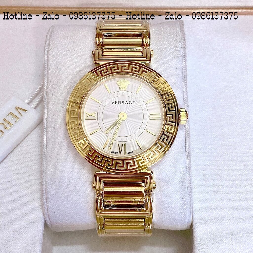 Đồng Hồ Nữ Versace Tribute Vàng Mặt Trắng 35mm