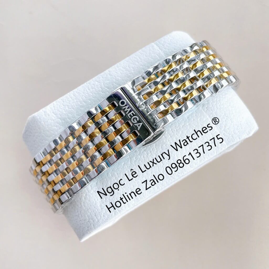 Đồng Hồ Omega Nam Máy Cơ Tự Động Mặt Thuyền Buồm Dây Kim Loại Demi Vàng Mặt Đen Size 40mm