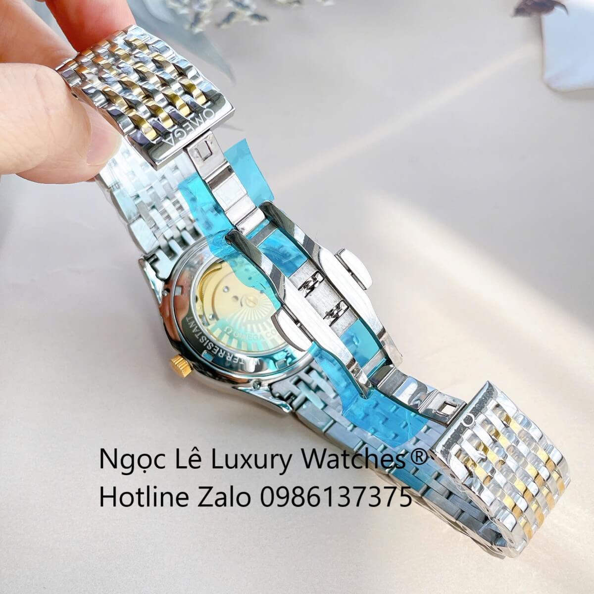 Đồng Hồ Omega Nam Máy Cơ Tự Động Mặt Thuyền Buồm Dây Demi Vàng Mặt Vàng Size 40mm