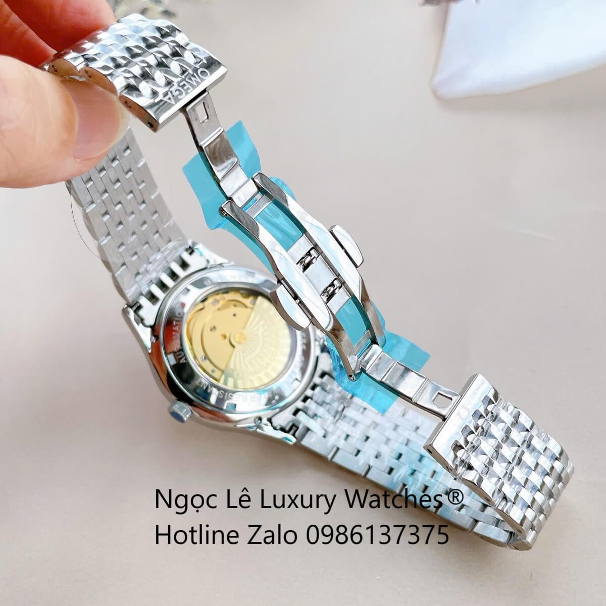 Đồng Hồ Omega Nam Máy Cơ Tự Động Mặt Thuyền Buồm Dây Kim Loại Bạc Mặt Trắng Size 40mm