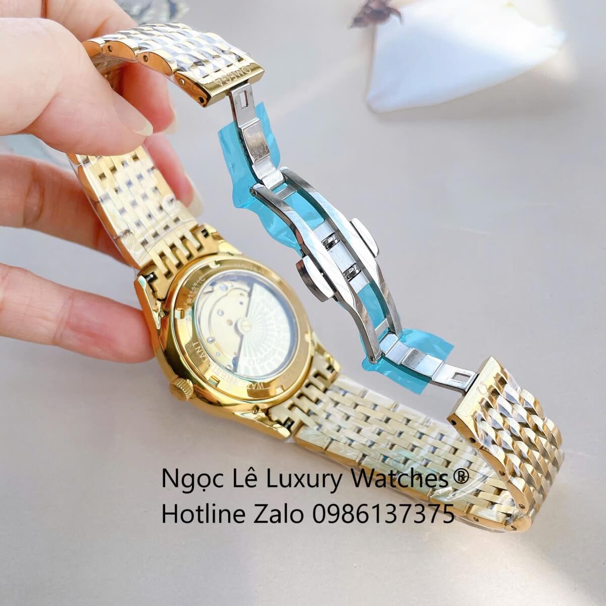 Đồng Hồ Omega Nam Máy Cơ Tự Động Mặt Thuyền Buồm Dây Vàng Mặt Nâu Size 40mm