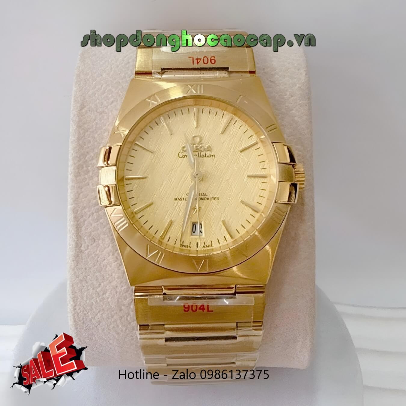 Đồng Hồ Nam Omega Constellation Tự Động Dây Kim Loại Vàng Mặt Vàng Size 40mm