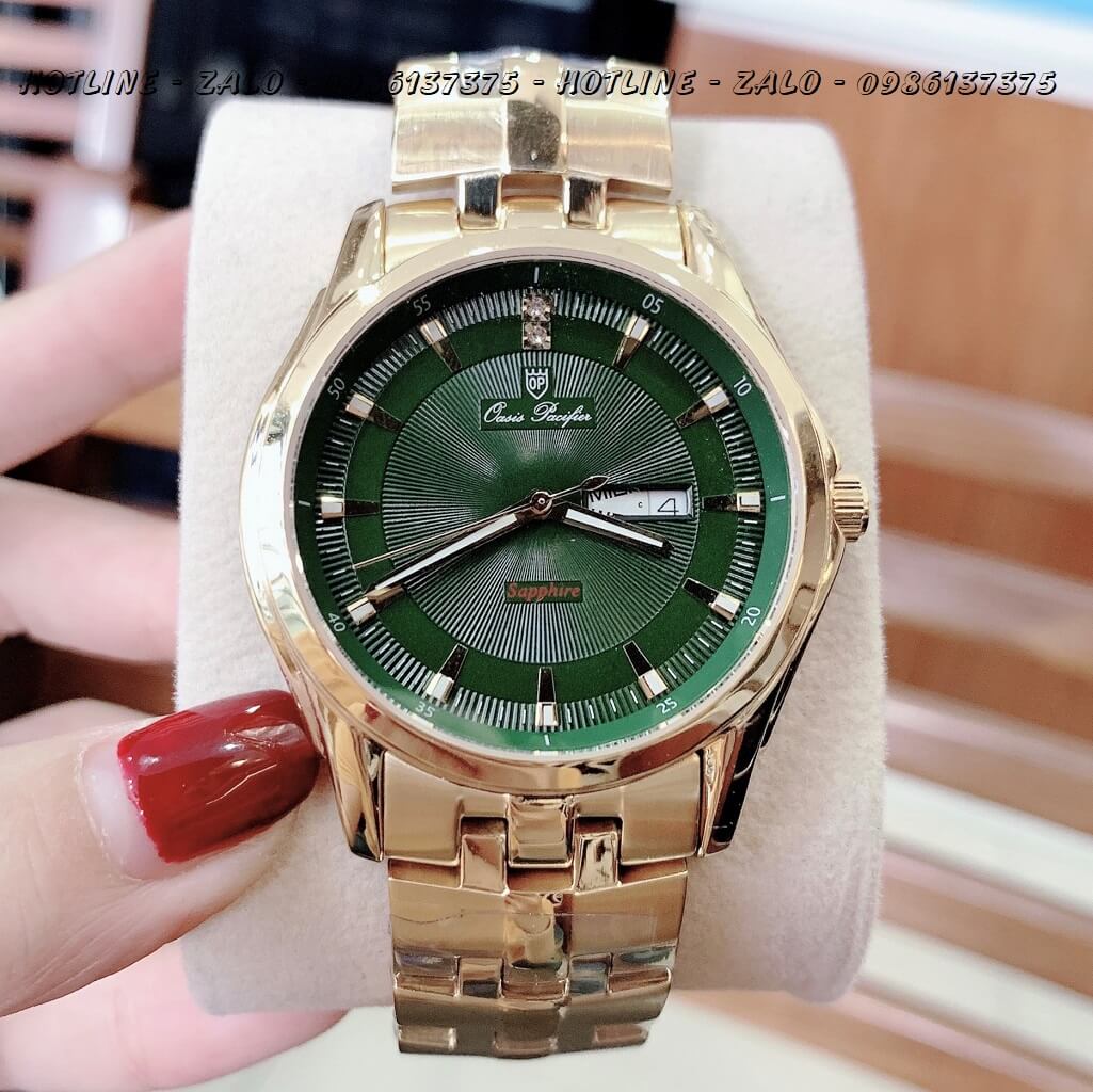 Đồng Hồ OP Nam 3 Kim Vàng Mặt Xanh Lá 40mm Sapphire