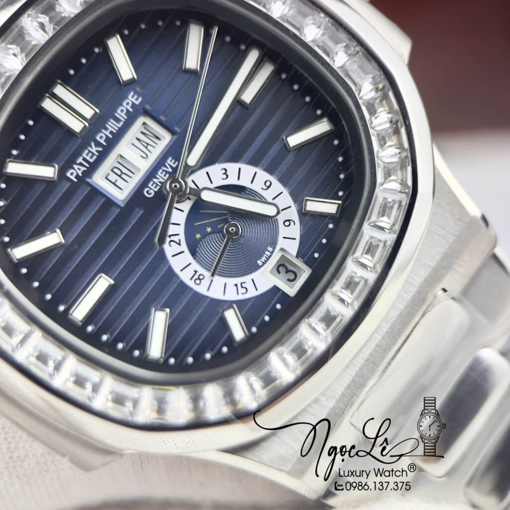 Đồng Hồ Patek Philippe Nam Máy Cơ Tự Động Dây Inox Silver Mặt Xanh 42mm