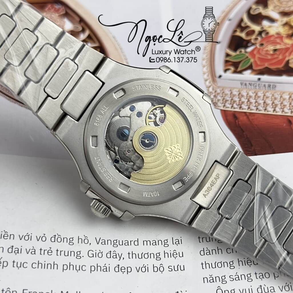 Đồng Hồ Patek Philippe Nam Máy Cơ Tự Động Dây Inox Silver Mặt Xanh 42mm