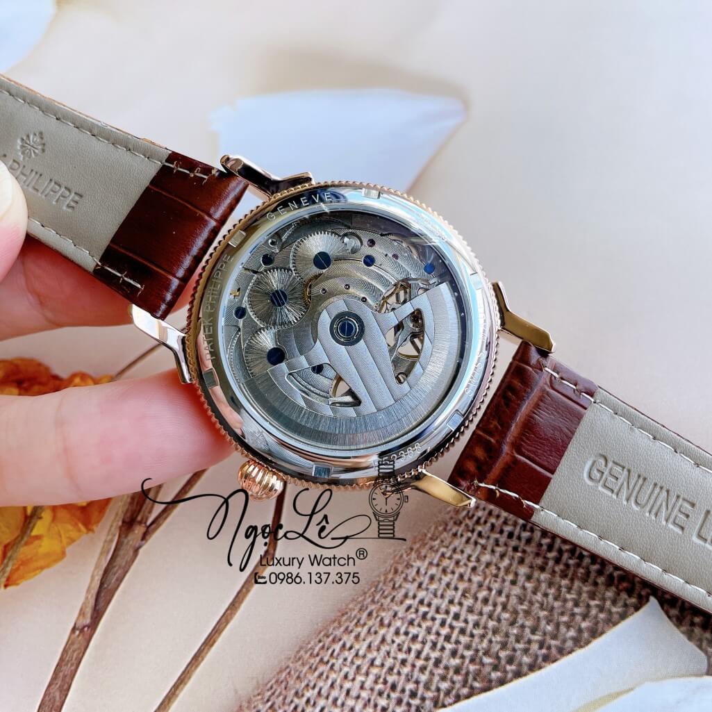 Đồng Hồ Patek Philippe Tự Động Cho Nam Dây Da Màu Nâu Vỏ Rose Size 42mm