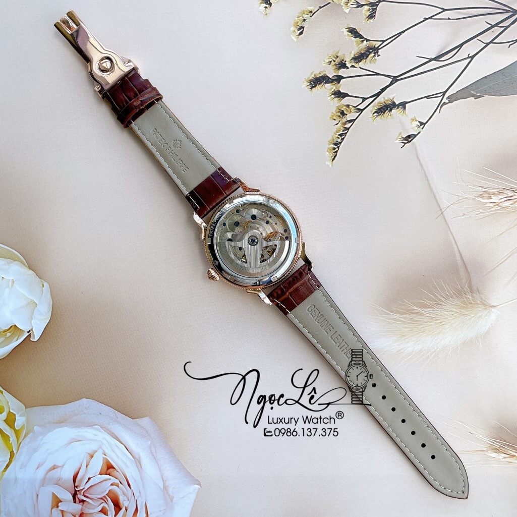 Đồng Hồ Patek Philippe Tự Động Cho Nam Dây Da Màu Nâu Vỏ Rose Size 42mm