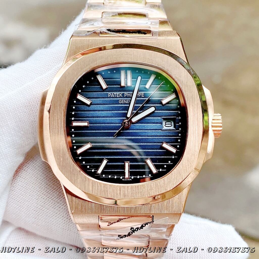 Đồng Hồ Nam Patek Philippe Automatic Rose Gold Mặt Xanh 40mm